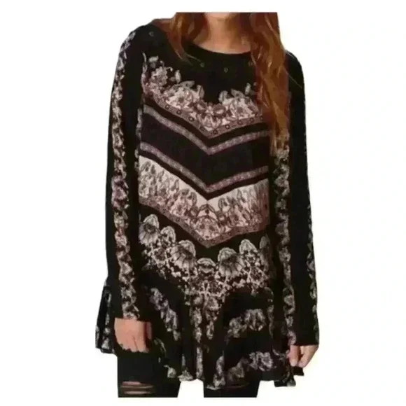 Free People Black Smooth Talker Tunic Short Dress - Picture 2 of 6